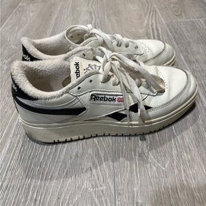 Reebok White and Black Low-Top Leather Sneakers